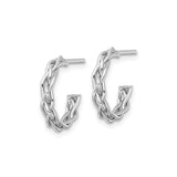 14k Yellow Gold Braided Hoop Earrings with Rhodium, Twisted Mixed Metal Design for Women