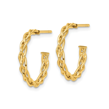 14k Yellow Gold Hoop Earrings with Braided Twist Design