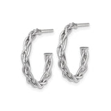 14k Yellow Gold Earrings, Twisted Braided Hoop Design with Rhodium Accents