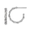 14k Yellow Gold Earrings, Twisted Braided Hoop Design with Rhodium Accents