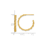 14k Yellow Gold Hoop Earrings with Braided Woven Design for Women