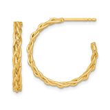 14k Yellow Gold Hoop Earrings with Braided Woven Design for Women