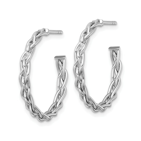 14k Yellow Gold Twisted Hoop Earrings with Braided Interwoven Design for Women
