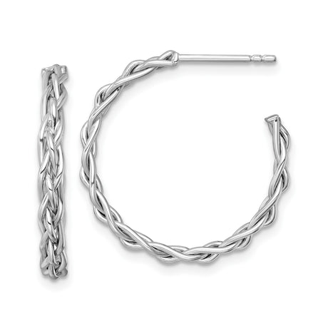 14k Yellow Gold Twisted Hoop Earrings with Braided Interwoven Design for Women