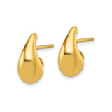 14k Yellow Gold Teardrop Stud Earrings, Modern Abstract Smooth Polished Design for Women