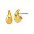 14k Yellow Gold Teardrop Stud Earrings, Modern Abstract Smooth Polished Design for Women