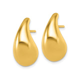 14k Yellow Gold Teardrop Stud Earrings, Polished Minimalist Organic Design for Women