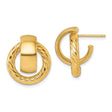 14k Yellow Gold Rope Circle Stud Earrings, Twisted Polished Design for Women