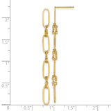 14k Yellow Gold Dangle Earrings with Elongated Oval and Textured Chain Links, Minimalist Design