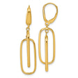 14k Yellow Gold Dangle Earrings with Interlocking Oval Drops, Polished Finish, Leverback Closures