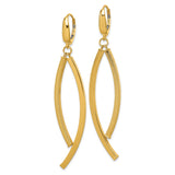 14k Yellow Gold Dangle Earrings with Open Marquise Design, Textured and Polished Finish