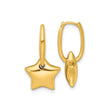 14k Yellow Gold Star Dangle Earrings with Polished Five-Point Star Charm, Minimalist Celestial Design