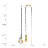 14k Yellow Gold Threader Earrings with Mother of Pearl, Beaded Open Heart and Cross Charms