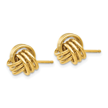 14k Yellow Gold Love Knot Stud Earrings, Woven Knot Design for Women