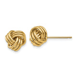 14k Yellow Gold Love Knot Stud Earrings, Woven Knot Design for Women