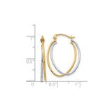 14k Two-Tone Gold Hoop Earrings with Twisted Oval Polished Design for Women