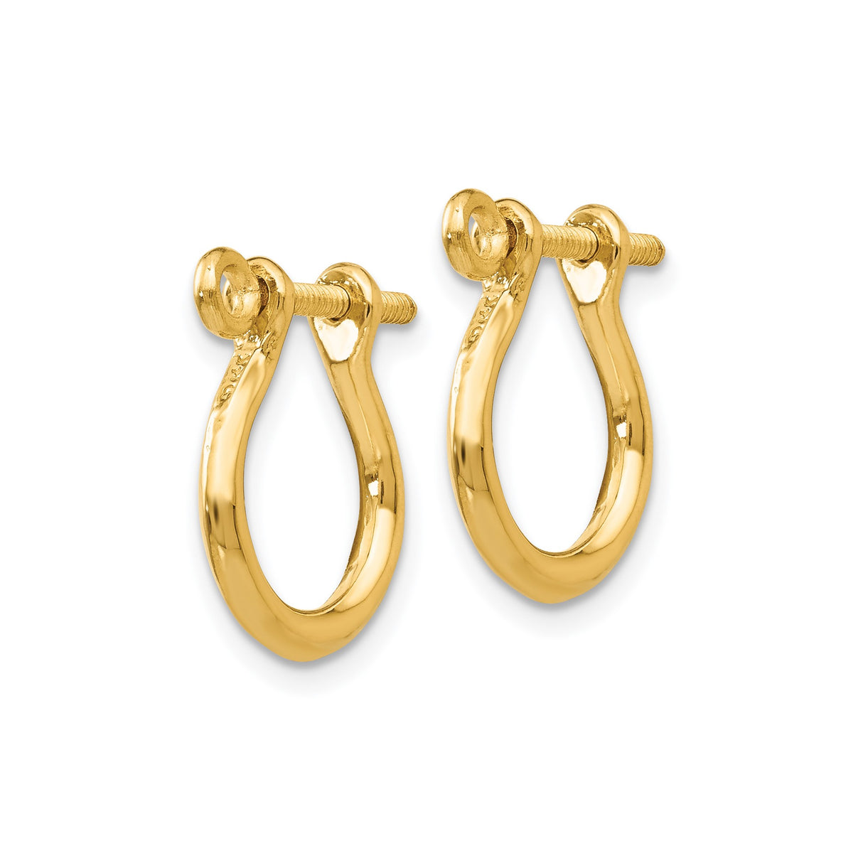 14k Yellow Gold Hoop Earrings, Horseshoe Minimalist Design, Screw Back Clasp