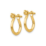 14k Yellow Gold Hoop Earrings, Horseshoe Minimalist Design, Screw Back Clasp
