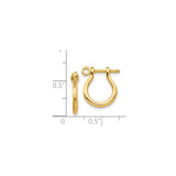 14k Yellow Gold Hoop Earrings, Horseshoe Minimalist Design, Screw Back Clasp