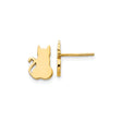 14k Yellow Gold Cat Stud Earrings with Polished Sitting Silhouette and Curved Tail