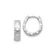 14k White Gold Hoop Earrings with Polished Satin Finish and Checkered Pattern