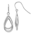 14k White Gold Dangle Earrings with Twisted Rope Teardrop Design and Intertwined Loops