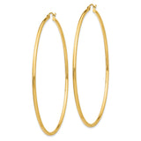 14k Yellow Gold Hoop Earrings, Large Round Minimalist High Polish Hoops for Women