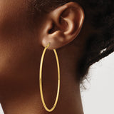 14k Yellow Gold Hoop Earrings, Large Round Minimalist High Polish Hoops for Women