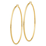 14k Yellow Gold Hoop Earrings, Large Polished Round Design, Lightweight Statement Style for Women