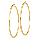 14k Yellow Gold Hoop Earrings, Classic Round Design with Polished Finish, Medium Size Latch Back Hoops
