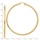 14k Yellow Gold Hoop Earrings, Classic Round Design with Polished Finish, Medium Size Latch Back Hoops