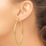 14k Yellow Gold Hoop Earrings, Large Classic Hoops with Latch-Back Closure, High Polish Finish