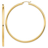 14k Yellow Gold Hoop Earrings, Large Lightweight Round Design with High Polish Finish