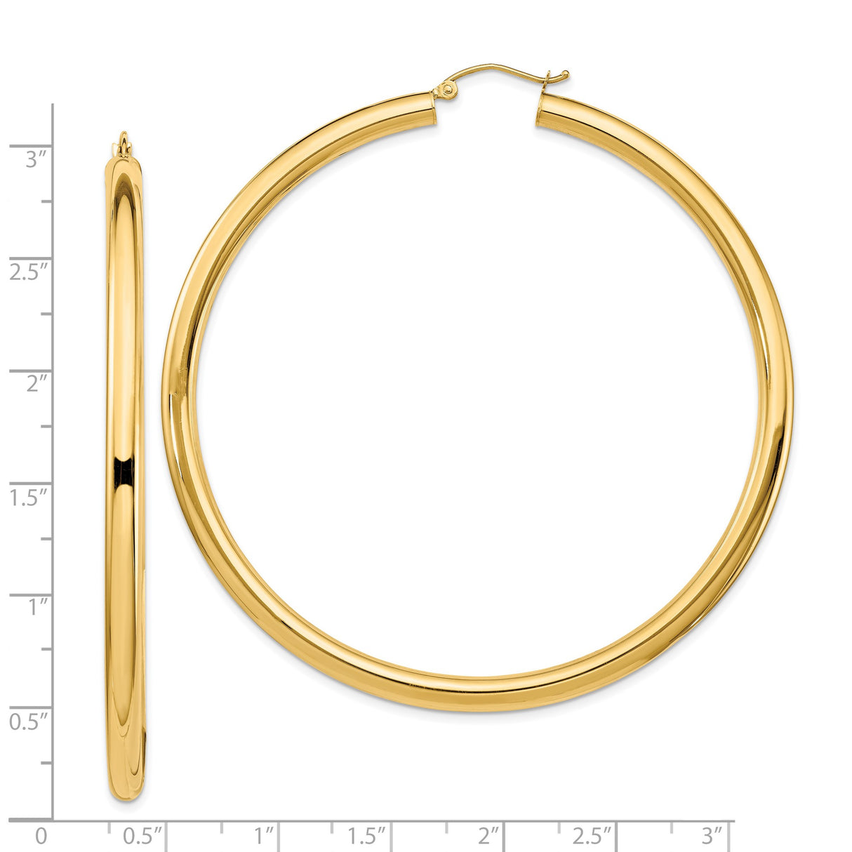 14k Yellow Gold Hoop Earrings, Classic Round Polished Hoops, Lightweight Minimalist Design