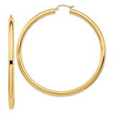 14k Yellow Gold Hoop Earrings, Classic Round Polished Hoops, Lightweight Minimalist Design