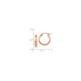 14k Rose Gold Hoop Earrings, Classic Polished Lightweight Medium Round Hoops for Women