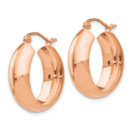 14k Rose Gold Hoop Earrings, Classic Lightweight Polished Round Hoops for Women