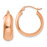 14k Rose Gold Hoop Earrings, Classic Lightweight Polished Round Hoops for Women