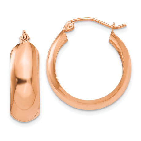 14k Rose Gold Hoop Earrings, Classic Lightweight Polished Round Hoops for Women