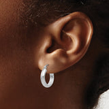 14k White Gold Hoop Earrings, Medium Round Smooth Polished Hoops, Latch-Back Closure for Women