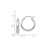 14k White Gold Hoop Earrings, Medium Polished Classic Hoops, Sleek Minimalist Style for Women