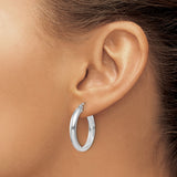 14k White Gold Hoop Earrings, Polished Finish, Hinged Closure, Classic Minimalist Style