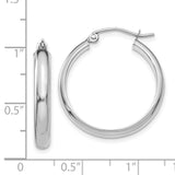 14k White Gold Hoop Earrings, Polished Finish, Hinged Closure, Classic Minimalist Style