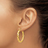 14k Yellow Gold Twisted Hoop Earrings, Bold Rope Twist Design, Lightweight Statement Hoops