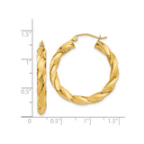 14k Yellow Gold Twisted Hoop Earrings, Bold Rope Twist Design, Lightweight Statement Hoops
