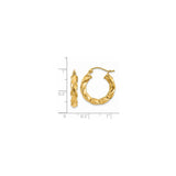 14k Yellow Gold Hoop Earrings, Twisted Braided Design, Polished Finish for Women