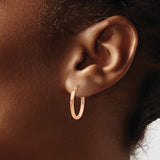 14k Rose Gold Oval Hoop Earrings, Polished Finish, Minimalist Lightweight Design for Women