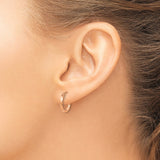 14k Rose Gold Twisted Hoop Earrings, Polished Minimalist Design, Lightweight Round Style