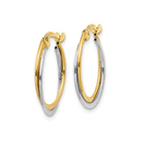 14k Two-Tone Gold Hoop Earrings with Intertwined Yellow and White Gold Bands, Polished Finish