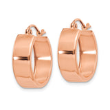 14k Rose Gold Hoop Earrings, Polished Round Huggie Style, Minimalist Lightweight Jewelry for Women